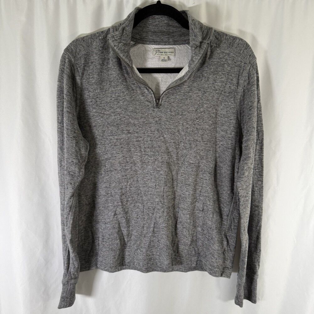 J. Crew Sweater Men's Small Heathered Grey 1/4 Zip Long Sleeve Pullover